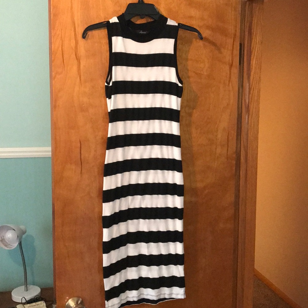 Black and white striped dress